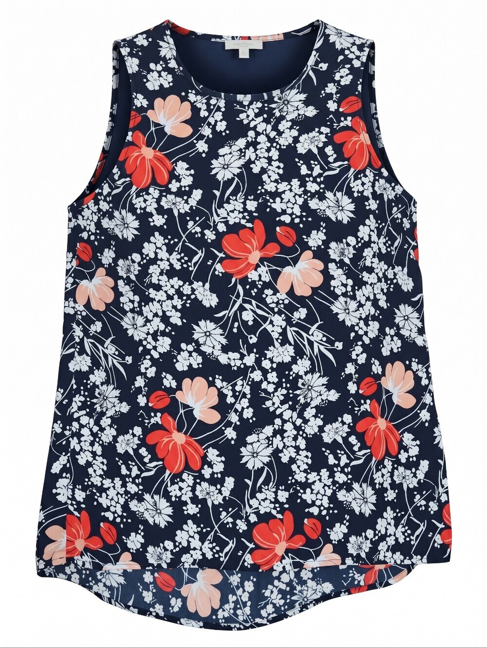Lila Rose Navy Floral Sleeveless Top Accents Cottagecore Feminine Flowy